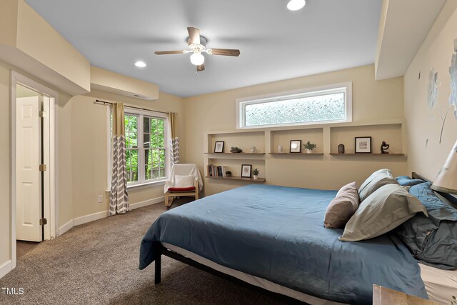 6 Chelan Ct, Durham, NC 27713 - bedroom with multiple windows, carpet floors, baseboards, recessed lighting, and ceiling fan