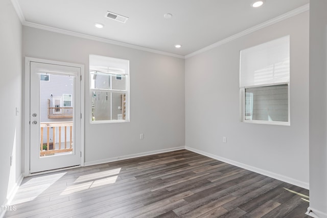 321 Devon Cliffs Dr, Wake Forest, NC 27587 - spare room with wood finished floors, crown molding, recessed lighting, and baseboards