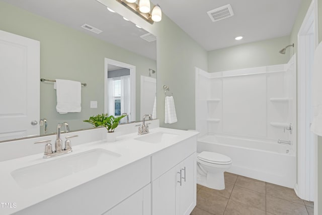 bathroom featuring visible vents, a sink, and tile patterned floors