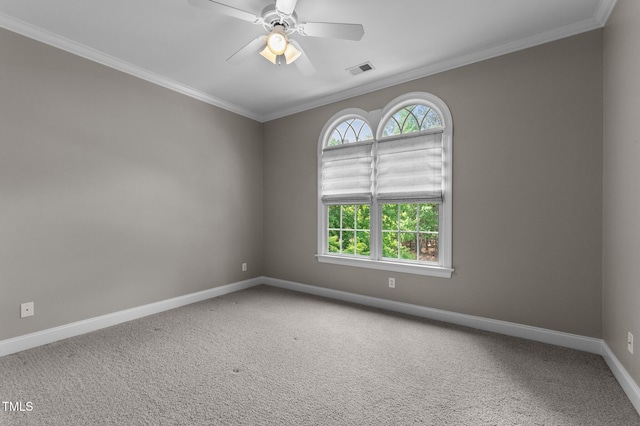 7212 Donneeford Rd, Wake Forest, NC 27587 - carpeted spare room featuring baseboards, crown molding, and a ceiling fan