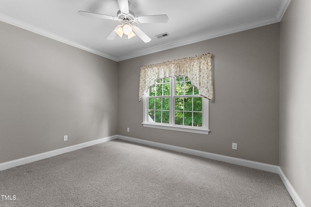 7212 Donneeford Rd, Wake Forest, NC 27587 - carpeted spare room featuring ornamental molding, baseboards, and ceiling fan