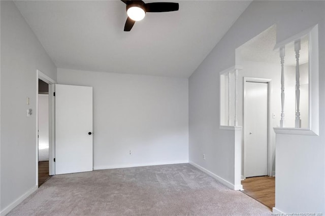 unfurnished bedroom with carpet floors, baseboards, and ceiling fan