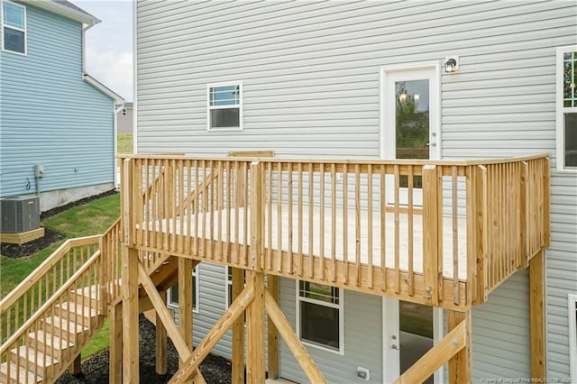 wooden terrace with central AC and stairway