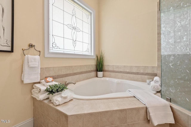 bathroom featuring a garden tub