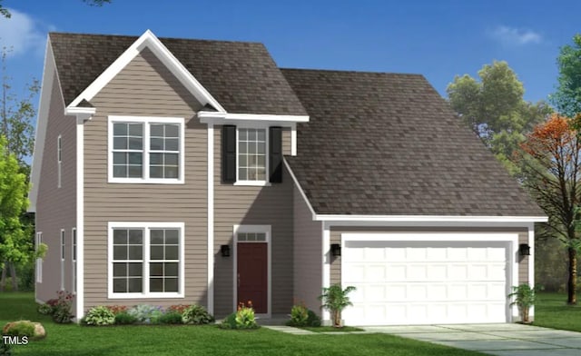 17 Spring Crest Dr Unit 68, Angier, NC 27501 - view of front of house featuring driveway, a front yard, roof with shingles, and a garage