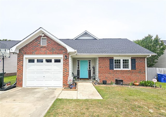 6314 Greycliff Dr, Fayetteville, NC 28314 - view of front of home with brick siding, a garage, concrete driveway, and roof with shingles