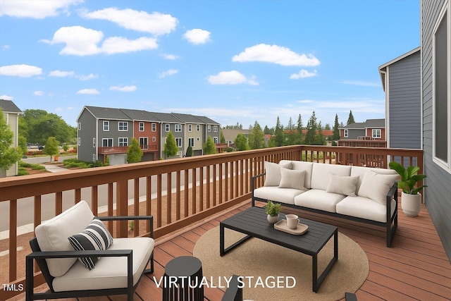 1073 Branch Line Ln, Apex, NC 27502 - deck featuring an outdoor hangout area and a residential view