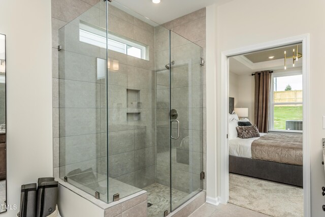 1606 Garden Park Cir, Fuquay Varina, NC 27526 - ensuite bathroom with a healthy amount of sunlight, connected bathroom, and a stall shower