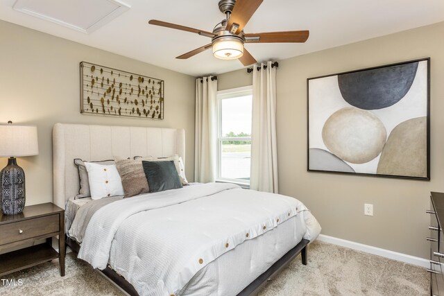 1606 Garden Park Cir, Fuquay Varina, NC 27526 - carpeted bedroom featuring attic access, ceiling fan, and baseboards