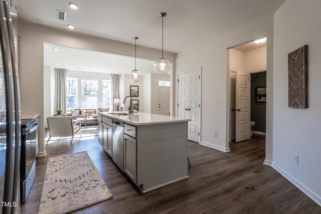 LOT5 Cooper St, Sanford, NC 27330 - kitchen featuring a sink, dark wood-style flooring, visible vents, baseboards, and light countertops