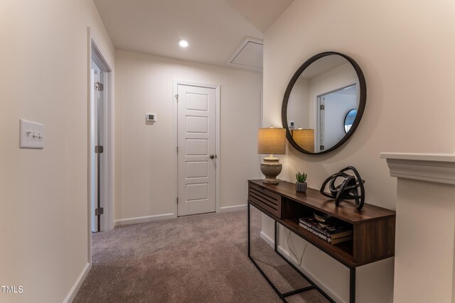 LOT5 Cooper St, Sanford, NC 27330 - corridor with attic access, recessed lighting, carpet flooring, and baseboards