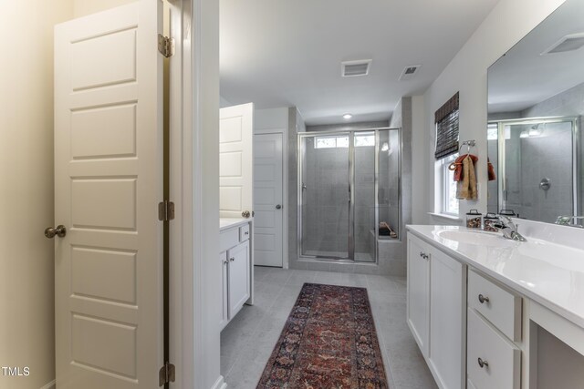 LOT5 Cooper St, Sanford, NC 27330 - full bath with visible vents, a stall shower, tile patterned flooring, and vanity