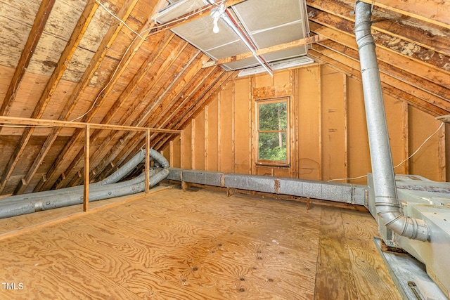 view of unfinished attic