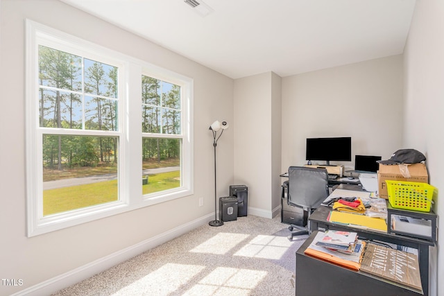 105 Forest Wood Dr, Salemburg, NC 28385 - carpeted office space featuring visible vents and baseboards