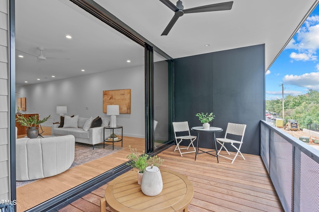 501 S Bloodworth St Unit 101, Raleigh, NC 27601 - balcony featuring ceiling fan and an outdoor hangout area