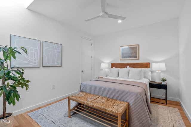501 S Bloodworth St Unit 101, Raleigh, NC 27601 - bedroom with recessed lighting, a ceiling fan, wood finished floors, and baseboards