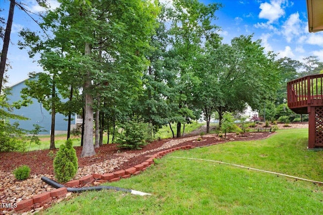 1480 Big Leaf Loop, Apex, NC 27502 - view of green lawn featuring a deck