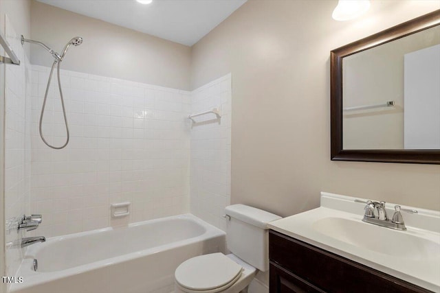 full bath with vanity, shower / bathing tub combination, and toilet