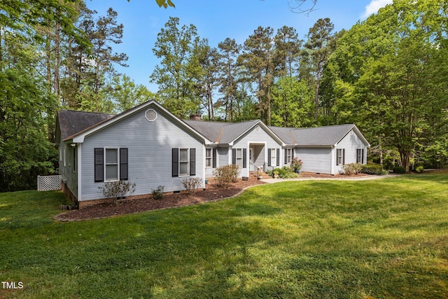 113 Denard St, Oxford, NC 27565 - ranch-style home with a chimney, crawl space, and a front lawn