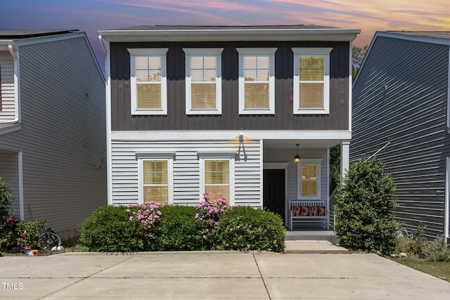 420 Cherry St, Fuquay Varina, NC 27526 - view of front of home with board and batten siding and covered porch