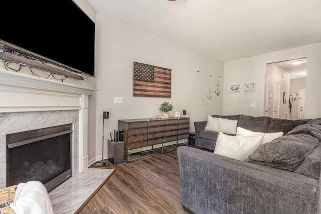420 Cherry St, Fuquay Varina, NC 27526 - living room featuring wood finished floors and a fireplace