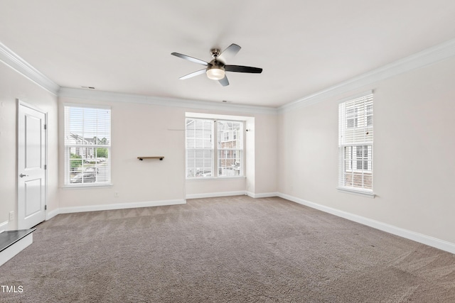 1101 Boxcar Way, Apex, NC 27502 - carpeted spare room with ornamental molding, ceiling fan, healthy amount of natural light, and baseboards