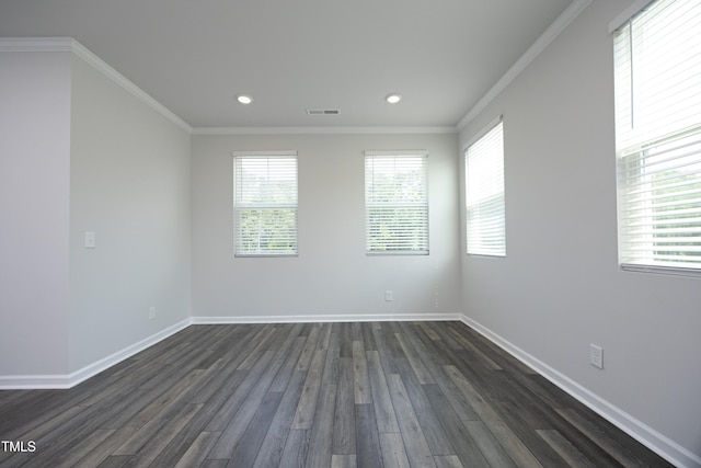 2401 Laurel Valley Way, Raleigh, NC 27604 - empty room with dark wood-type flooring, ornamental molding, baseboards, and recessed lighting