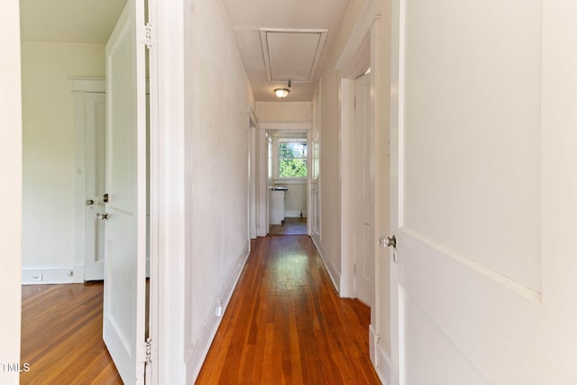 1308-10 Wake Forest Rd, Raleigh, NC 27604 - hallway with attic access and wood finished floors