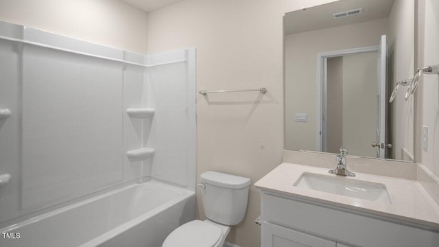 412 Ember St, Sanford, NC 27330 - bathroom with vanity, toilet, shower / tub combination, and visible vents