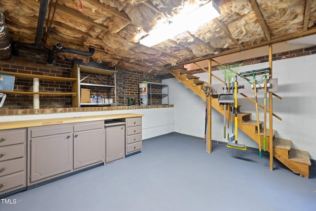 unfinished basement with stairway