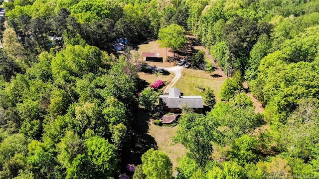 aerial view featuring a forest view