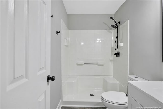 1833 Faber St, Fayetteville, NC 28304 - bathroom with toilet, walk in shower, and vanity