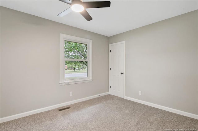 1833 Faber St, Fayetteville, NC 28304 - empty room with carpet flooring, a ceiling fan, visible vents, and baseboards