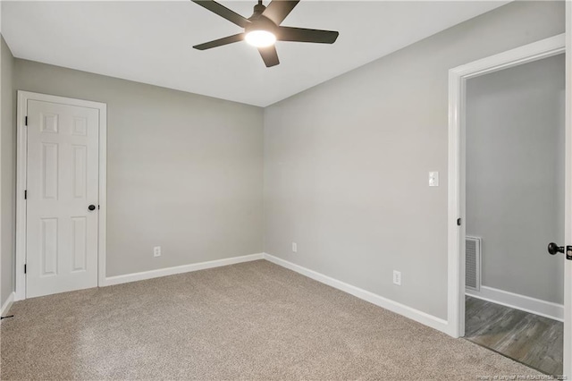 1833 Faber St, Fayetteville, NC 28304 - unfurnished room featuring carpet, visible vents, a ceiling fan, and baseboards