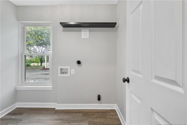 1833 Faber St, Fayetteville, NC 28304 - laundry room featuring washer hookup, electric dryer hookup, and wood finished floors