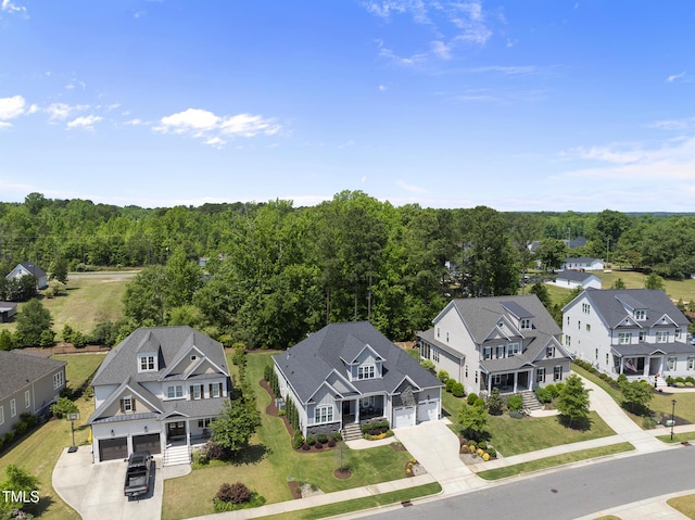 birds eye view of property with a residential view