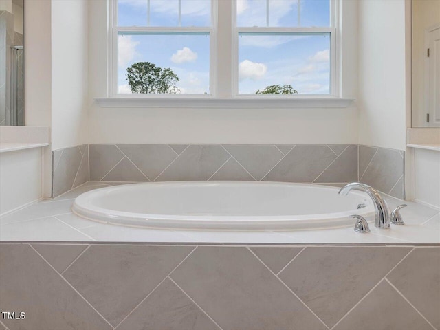 full bathroom with a healthy amount of sunlight and a garden tub