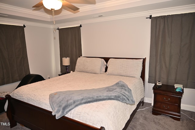 474 Ashpole Trl, Clayton, NC 27520 - bedroom featuring carpet, ornamental molding, baseboards, and a ceiling fan