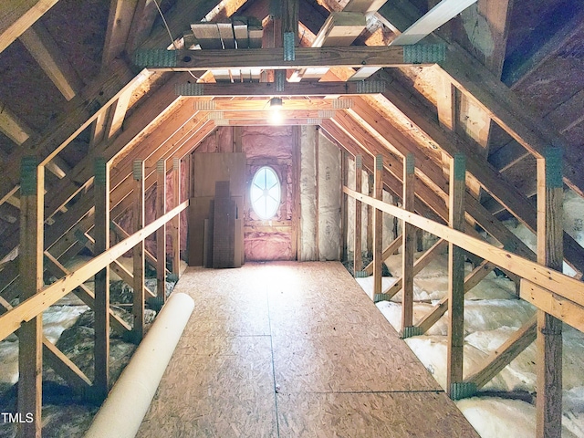 view of unfinished attic