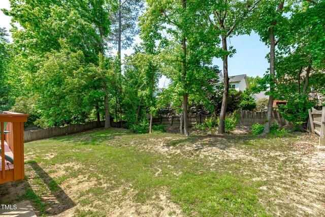 view of yard featuring a fenced backyard