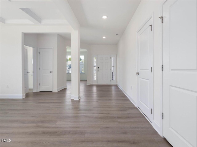33 Celtic Ln, Lillington, NC 27546 - foyer entrance with wood finished floors, recessed lighting, and baseboards