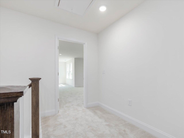 33 Celtic Ln, Lillington, NC 27546 - hall with baseboards, recessed lighting, attic access, and light colored carpet