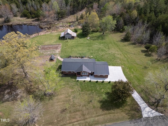 3540 Sellars Rd, Mebane, NC 27302 - bird's eye view featuring a water view and a wooded view