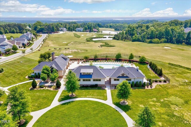 drone / aerial view featuring golf course view