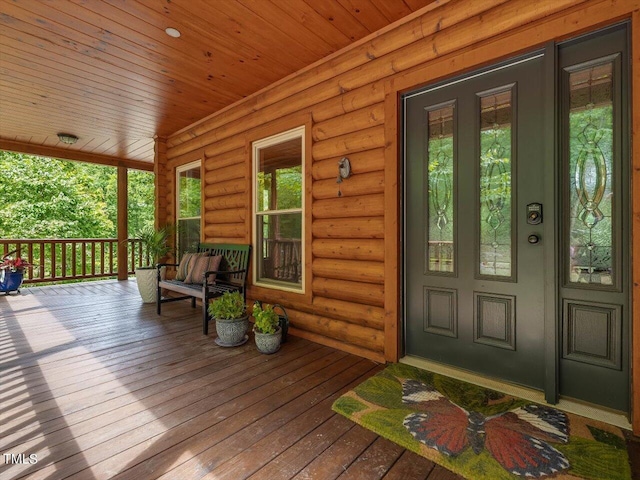 wooden deck featuring a porch