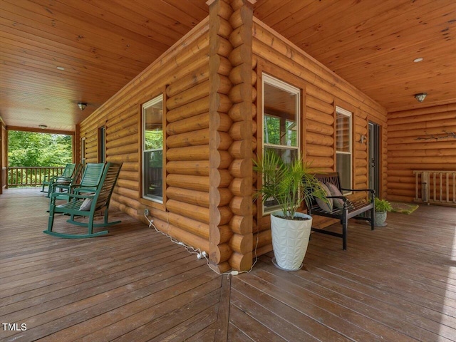 deck with covered porch