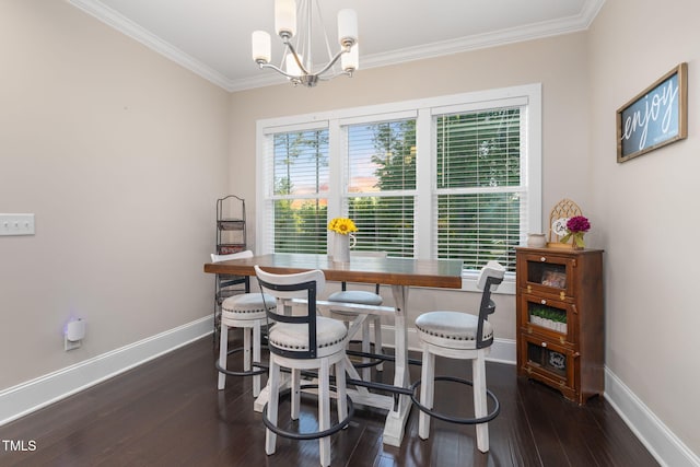 175 Lockamy Ln, Youngsville, NC 27596 - dining room with baseboards, ornamental molding, wood finished floors, and a chandelier