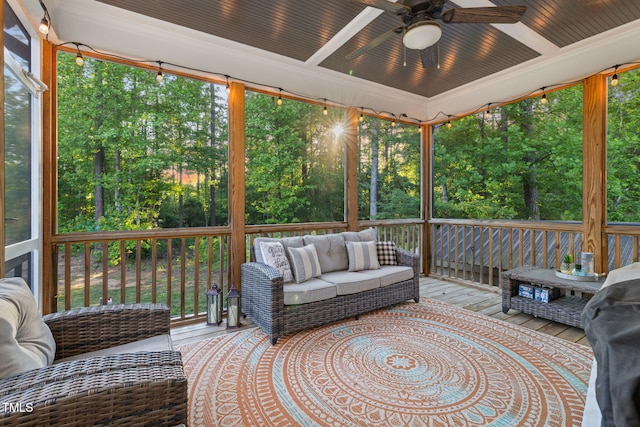 175 Lockamy Ln, Youngsville, NC 27596 - sunroom / solarium featuring ceiling fan, outdoor lounge area, and plenty of natural light