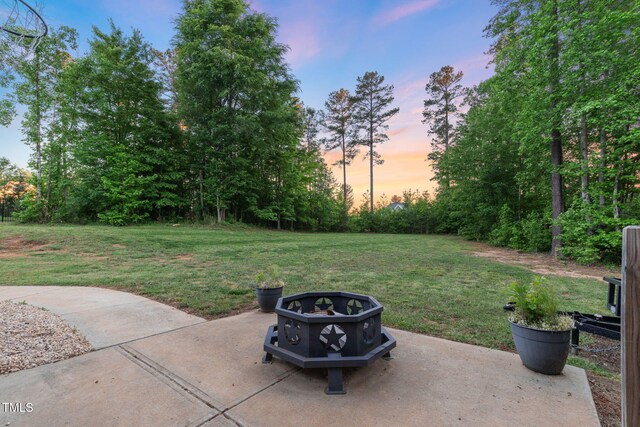 175 Lockamy Ln, Youngsville, NC 27596 - yard at dusk with a patio and a lawn