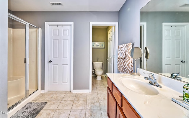 5031 Mckittrick Ln, Durham, NC 27712 - bathroom featuring vanity, a stall shower, and tile patterned flooring